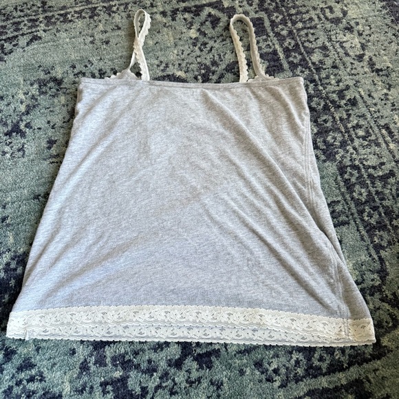 Y2K Lacey Loungewear Loft Casual Gray Tank Top Size Medium - Picture 2 of 4